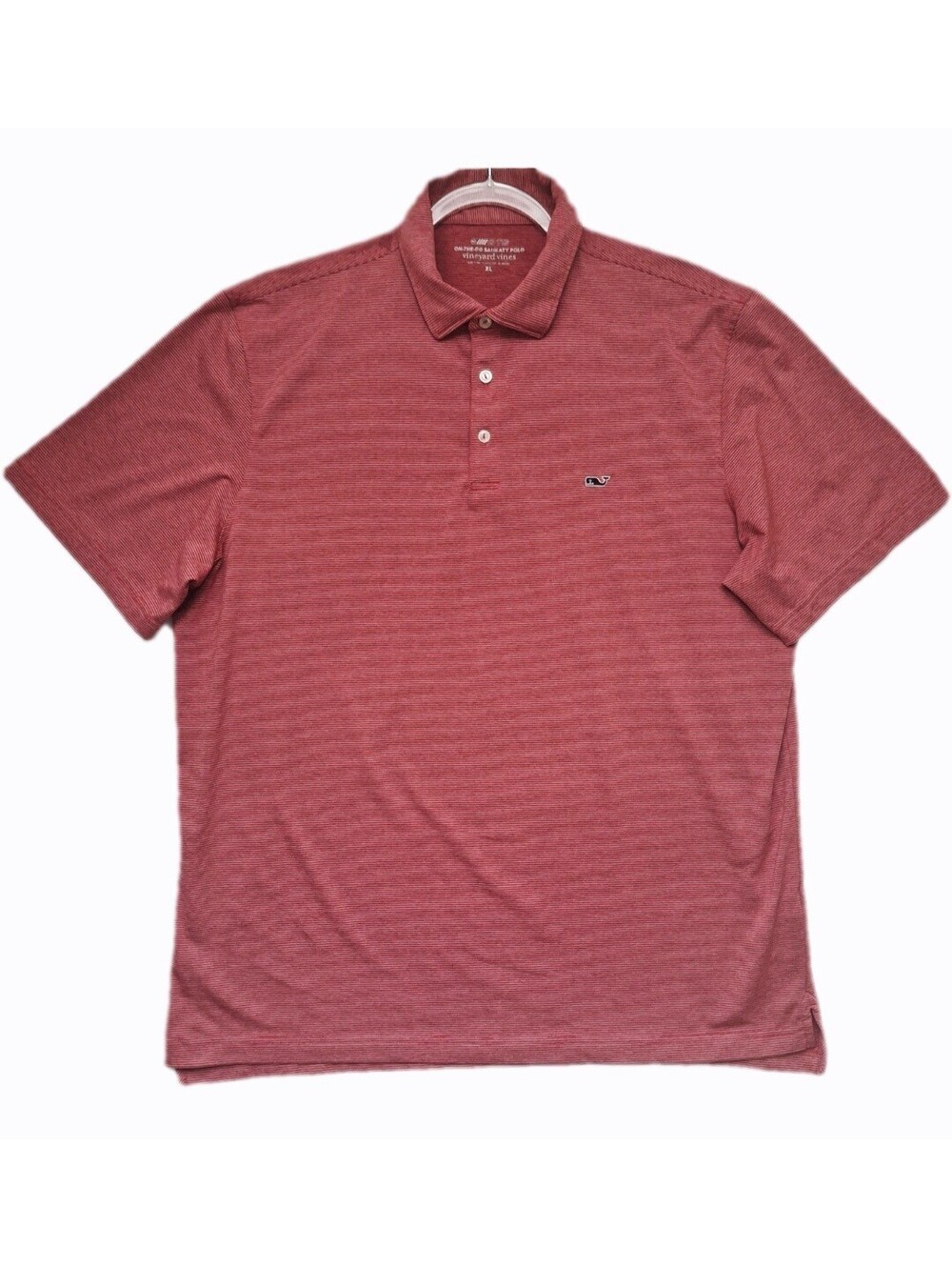 Vineyard Vines OnTheGo Sankaty Short Sleeve Golf  Polo Red Stripe Men's XL